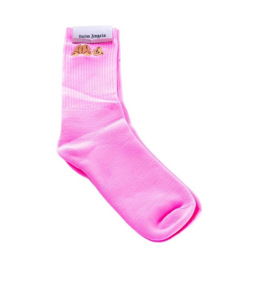 Palm Angels Bear-embroidered Socks In Pink