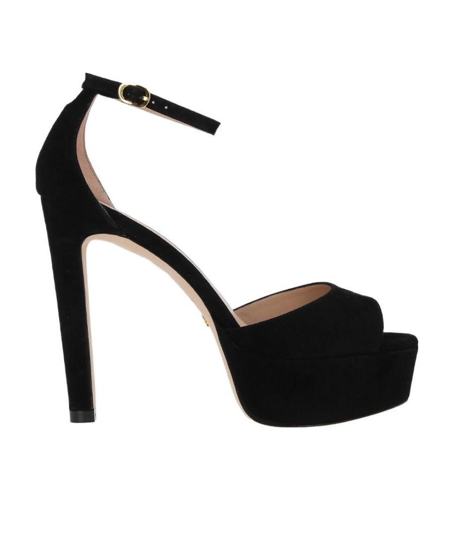 Stuart Weitzman Women's Discoplatform Suede Ankle Loop Sandals In Black
