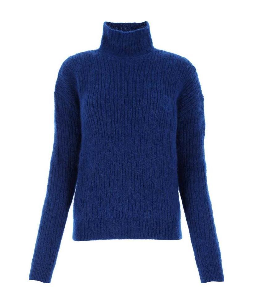 Saint Laurent Cashmere And Wool-blend Turtleneck Sweater In Blue
