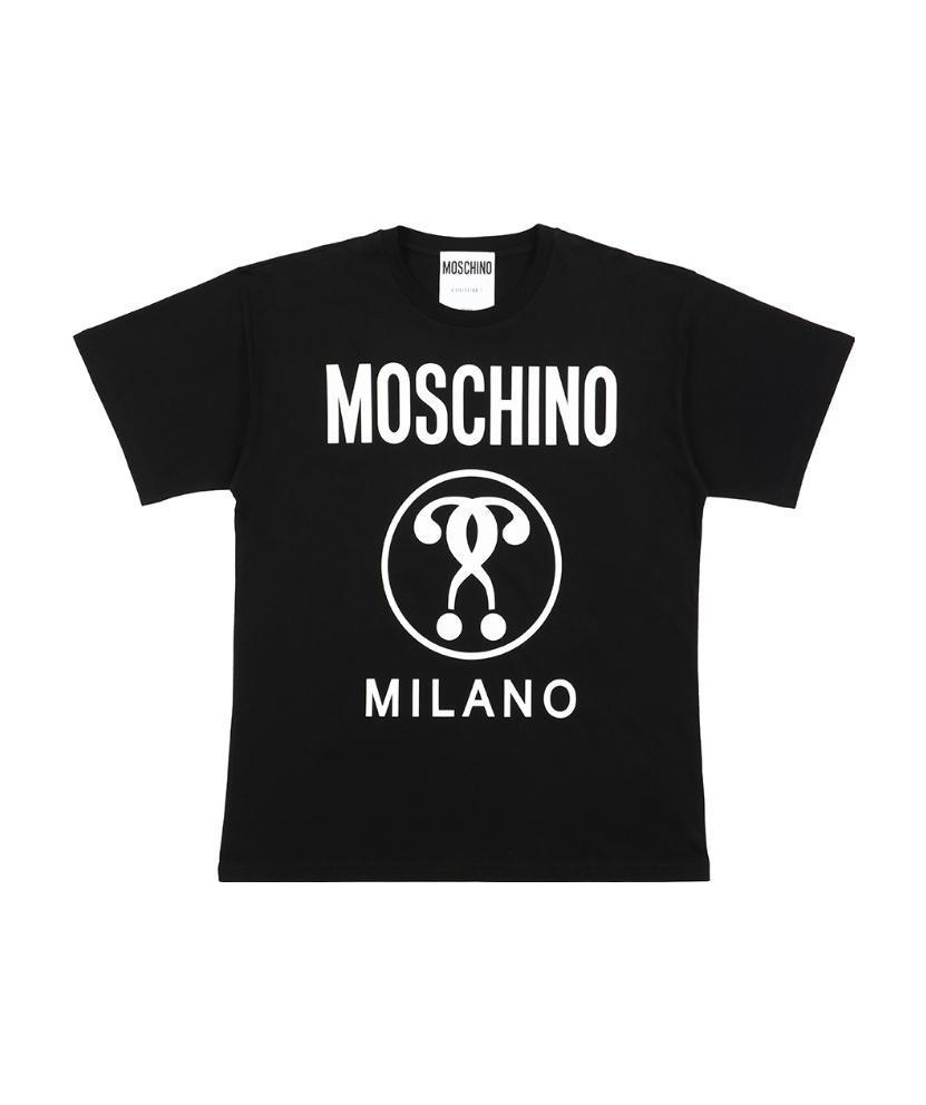 Moschino Question Mark Logo Printed T-shirt In Black