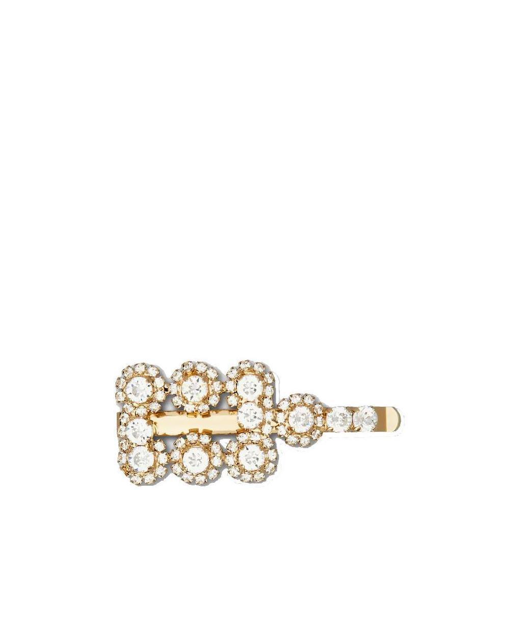 Roger Vivier Flower Strass Hairpin In Gold