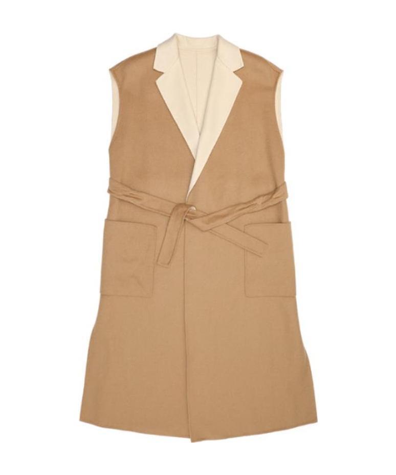 Max Mara Lapel Sleeveless Casual Jacket In Brown