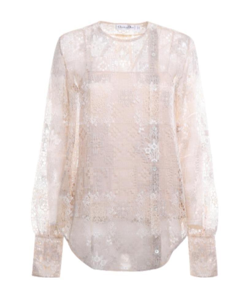 Dior Lace Blouse In Nude