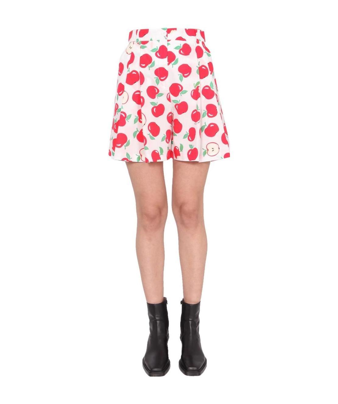 Moschino Boutique Apple Printed High-waisted Shorts In Pink