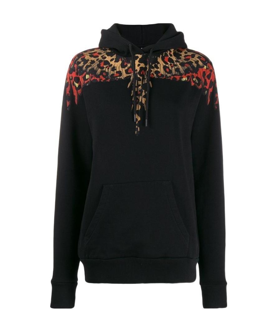 MARCELO BURLON COUNTY OF MILAN LEOPARD PRINT WING HOODED SWEATER 