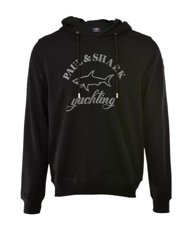 Paul & Shark Hooded Long-sleeved Sweater In Black