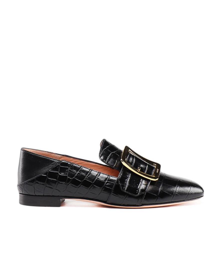 Bally Crocodile-effect Buckled Loafers In Black