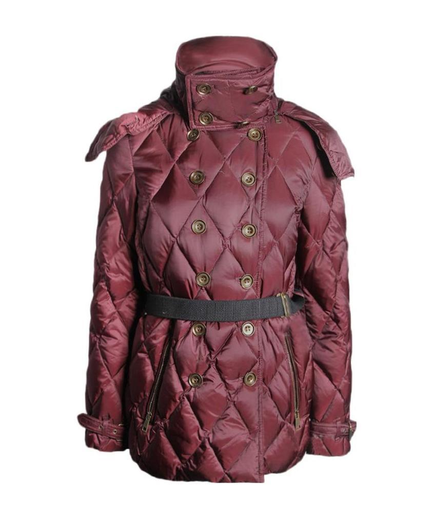Burberry Double-breasted Slimming Hooded Down Jacket In Red