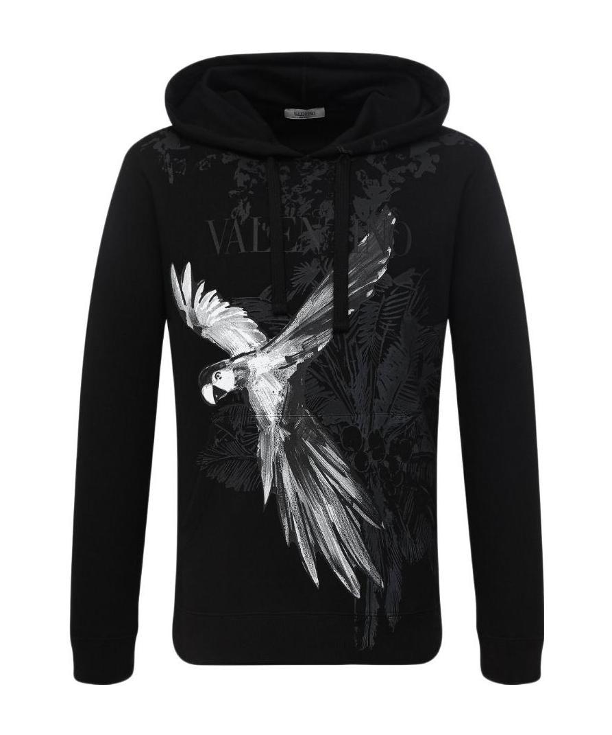 Shop Valentino Logo Hooded Sweater In Black