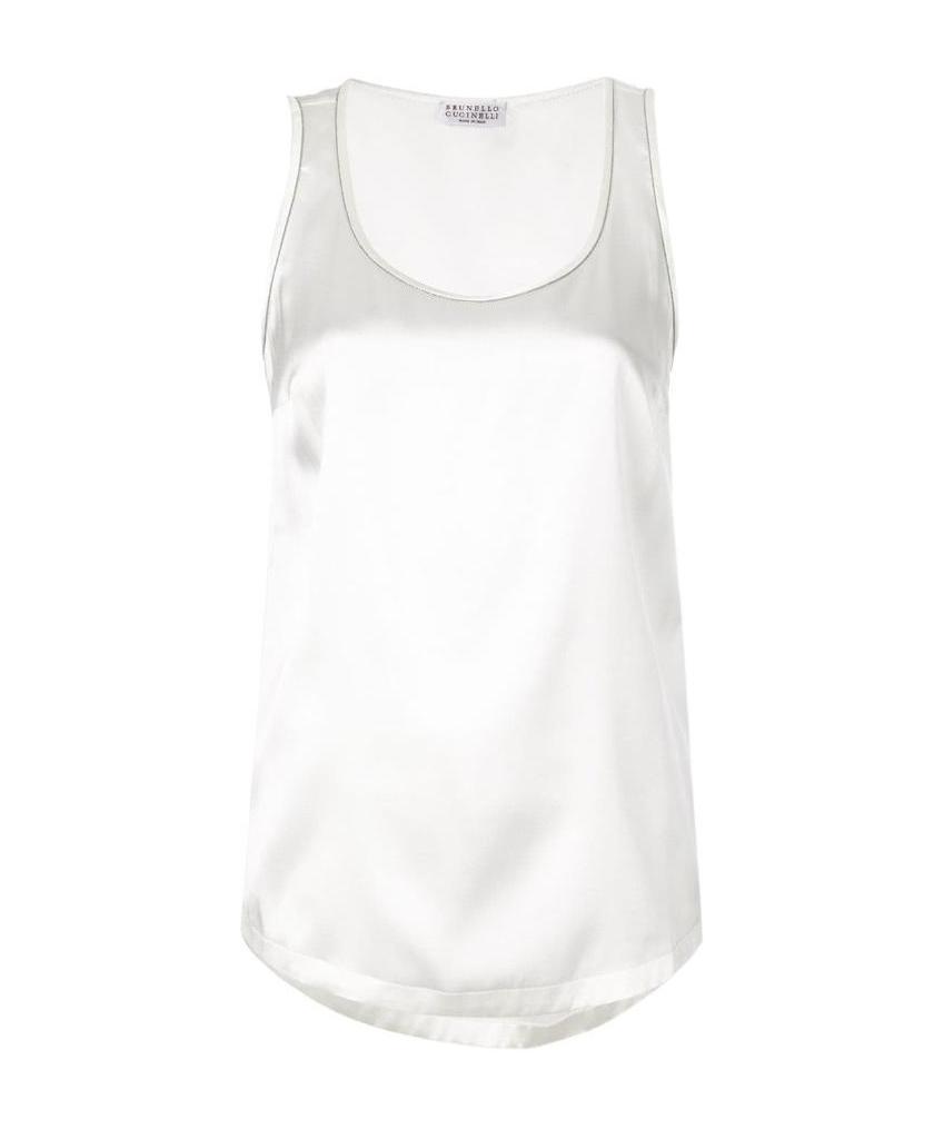 Brunello Cucinelli Stretch-silk Satin Reversible Tank Top In White