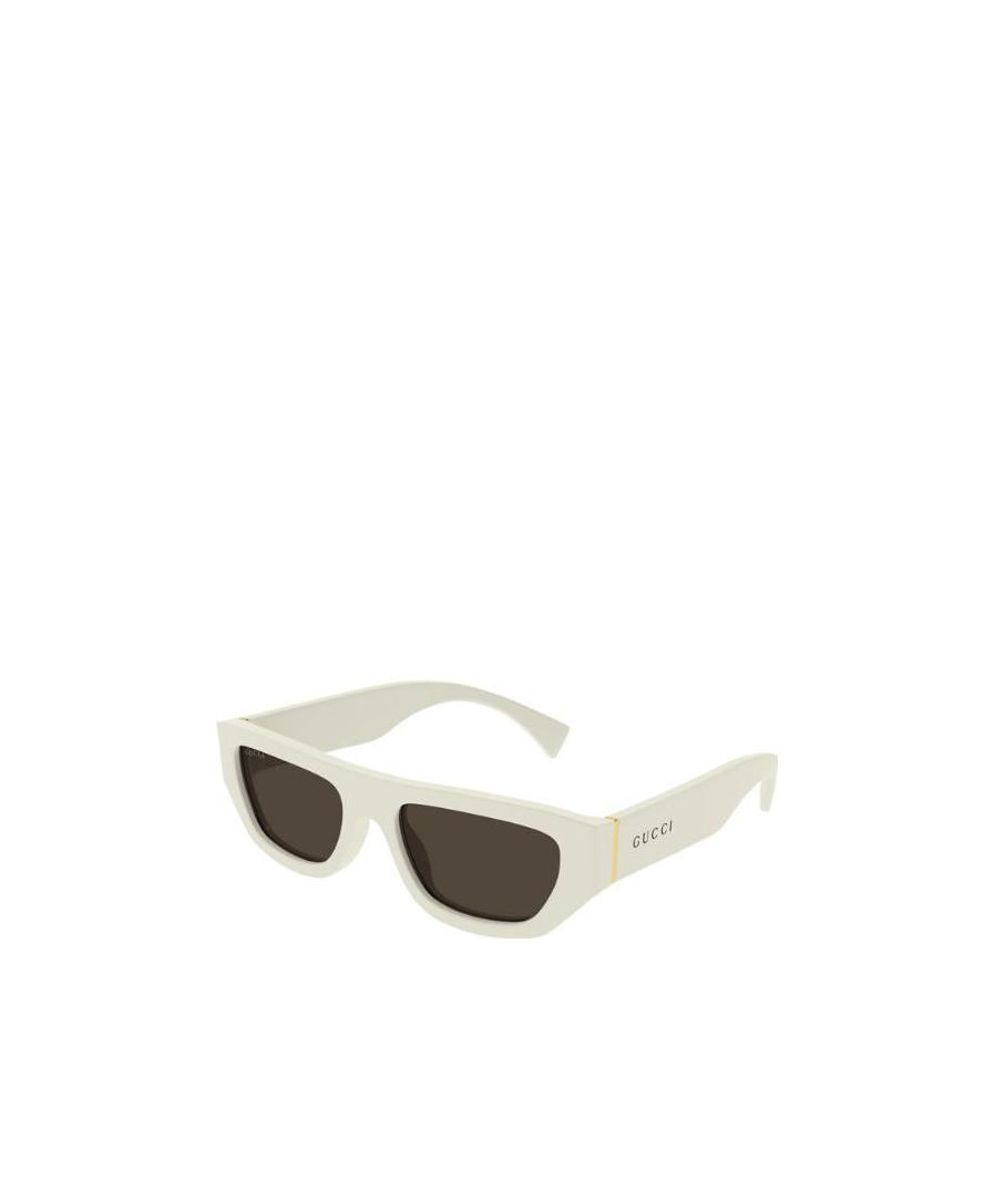 Gucci Long Rectangular-frame Sunglasses In White