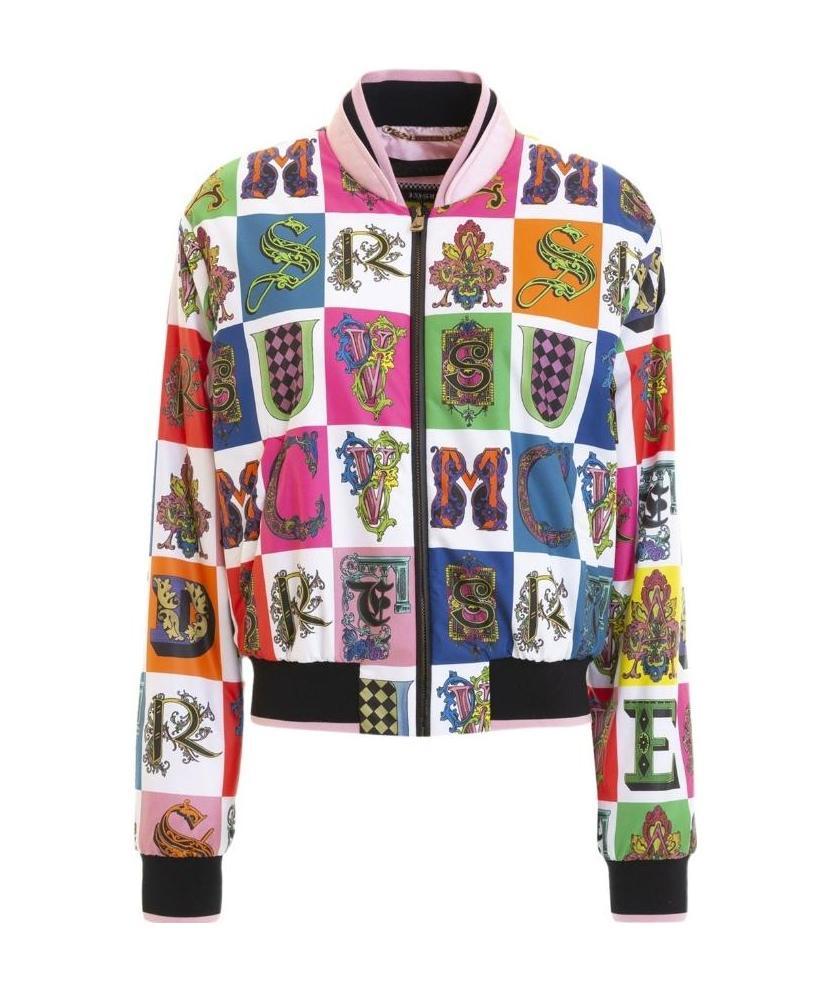 Versace Splicing Details Baseball Jacket In Multicolor
