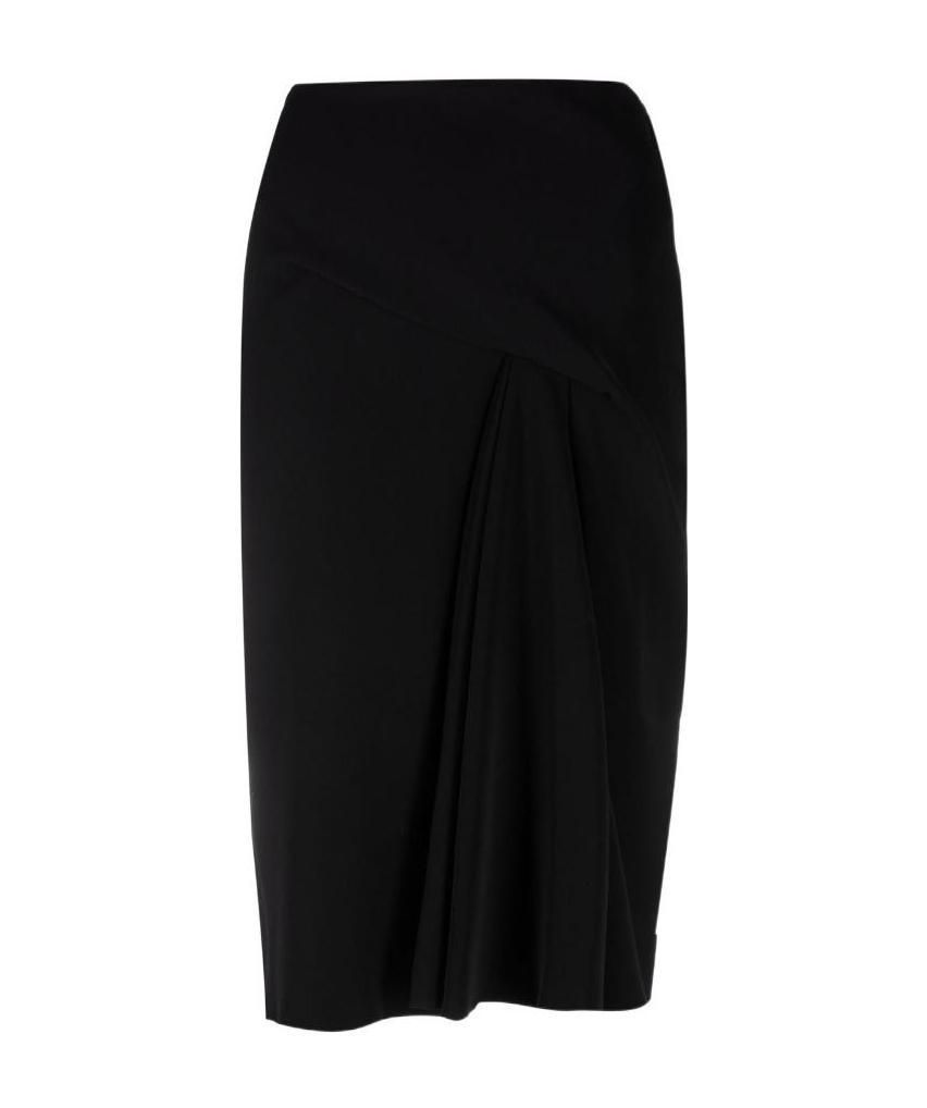 Versace Chic Midi Skirt With Side Zip Closure In Blue