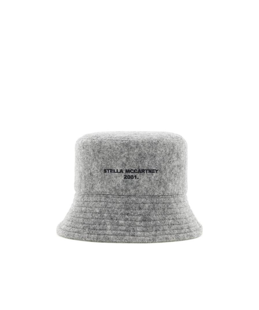 Stella Mccartney Logo Embroidered Bucket Hat In Gray