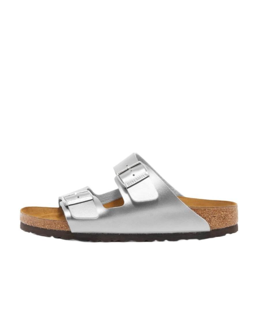 Birkenstock Glitter Double-buckle Flat Sandals In Silver