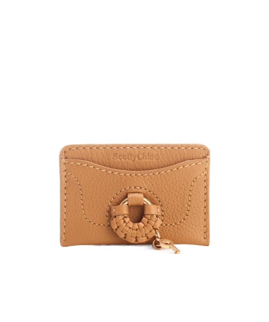 See By Chloé Logo Leather Card Holder In Brown