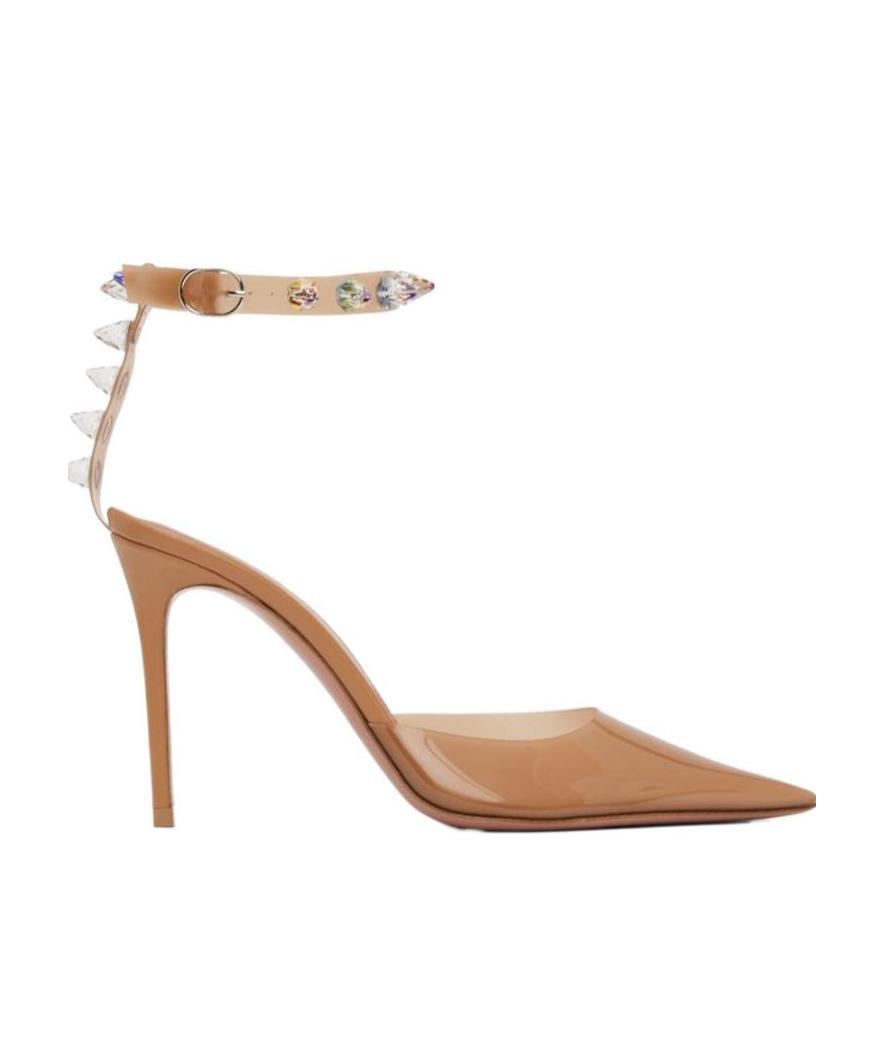 Amina Muaddi Tan Julia Heels In Brown