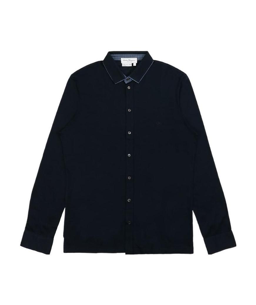 Ferragamo Logo Embroidered Shirt In Black