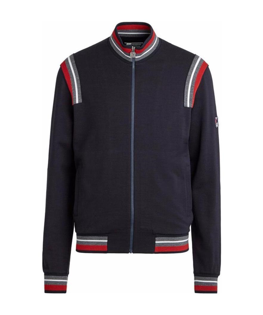 Shop Zegna Collision Striped Zipper Sports Jacket In Black