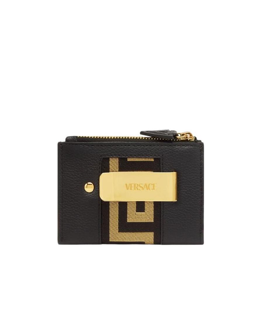 Versace La Greca Detail Cardholder In Black