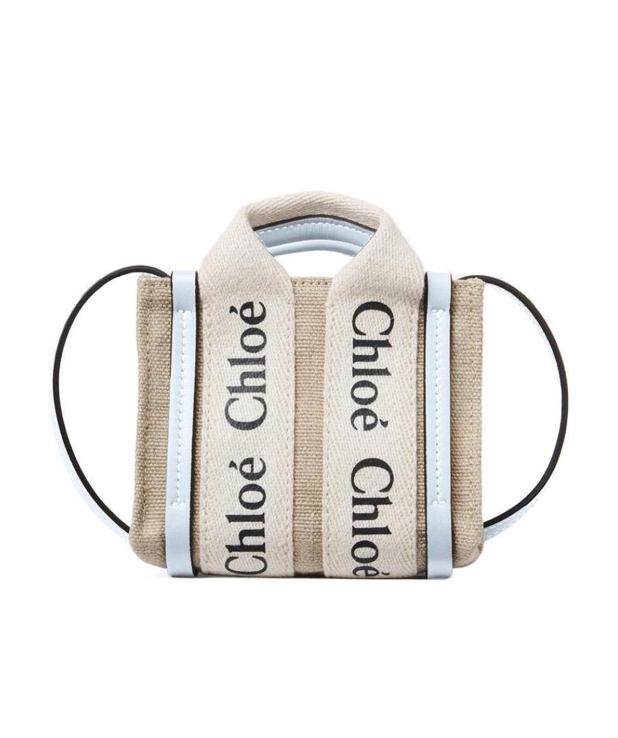 Chloé Woody Linen Mini Bag In Nude