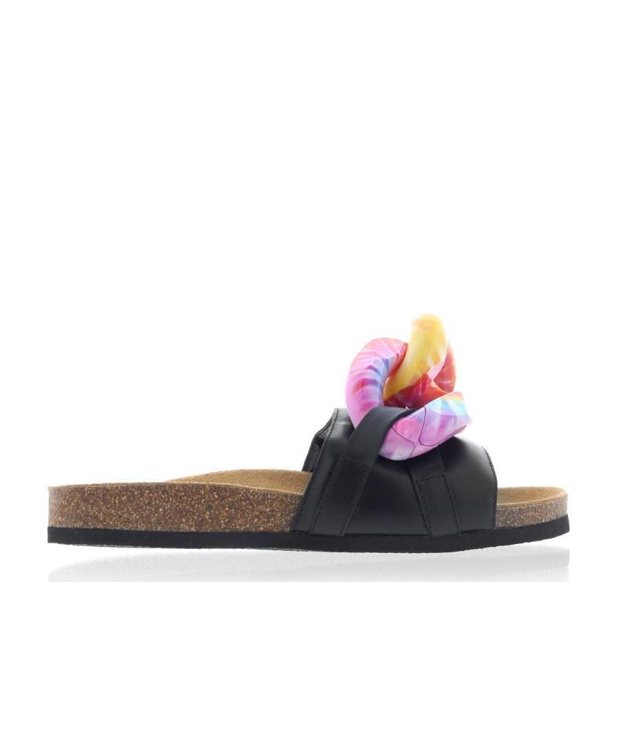 Jw Anderson Chain-embellished Tie-dye Leather Slides In Black