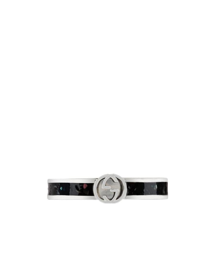 Gucci Interlocking G Enamel Ring In Black