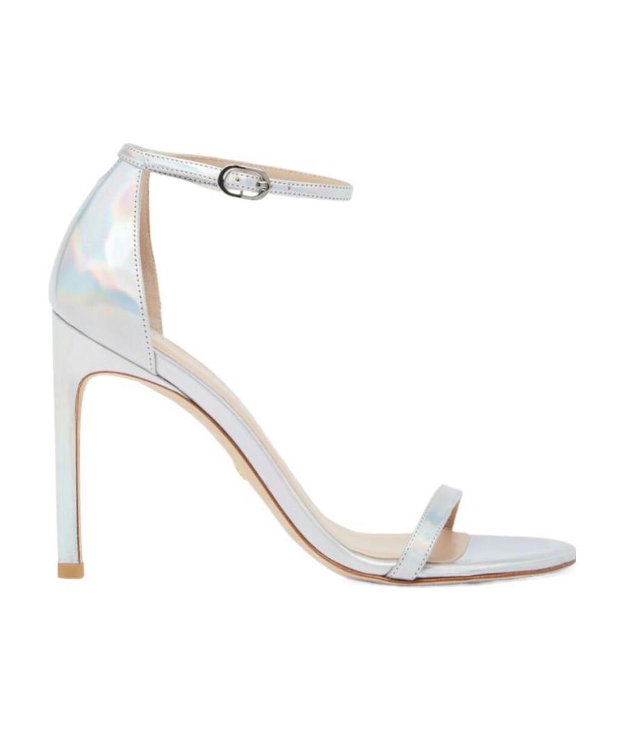 Stuart Weitzman Metallic-effect 100mm Sandals In White