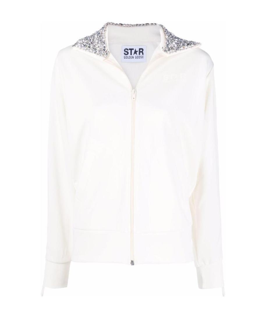 Golden Goose Crystal-embellished Zipped Sweatshirt In White