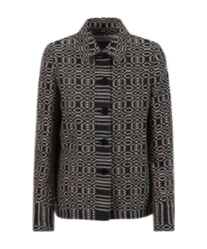 Dior Geometric Pattern Printed Casual Jacket In Black