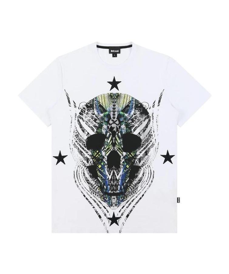 Just Cavalli T-shirt With Round Neck And Short Sleeves In White