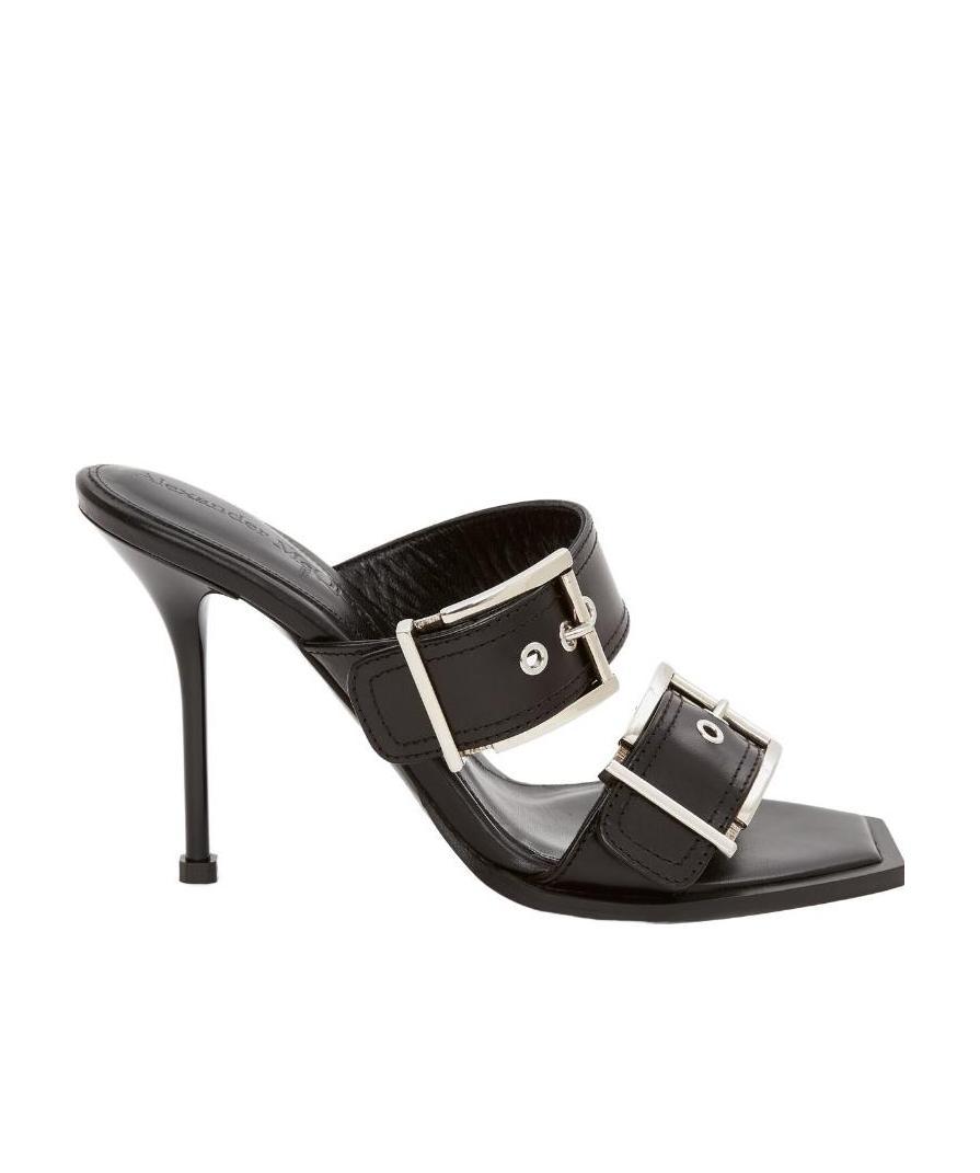 Alexander Mcqueen Alexander Mc Queen Punk Double Buckle Leather Sandals In Black