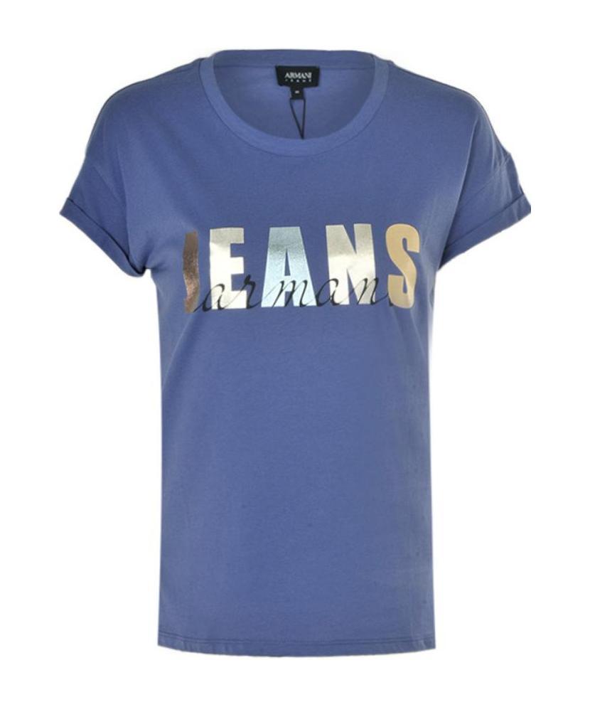 Shop Armani Jeans Logo T-shirt In Blue