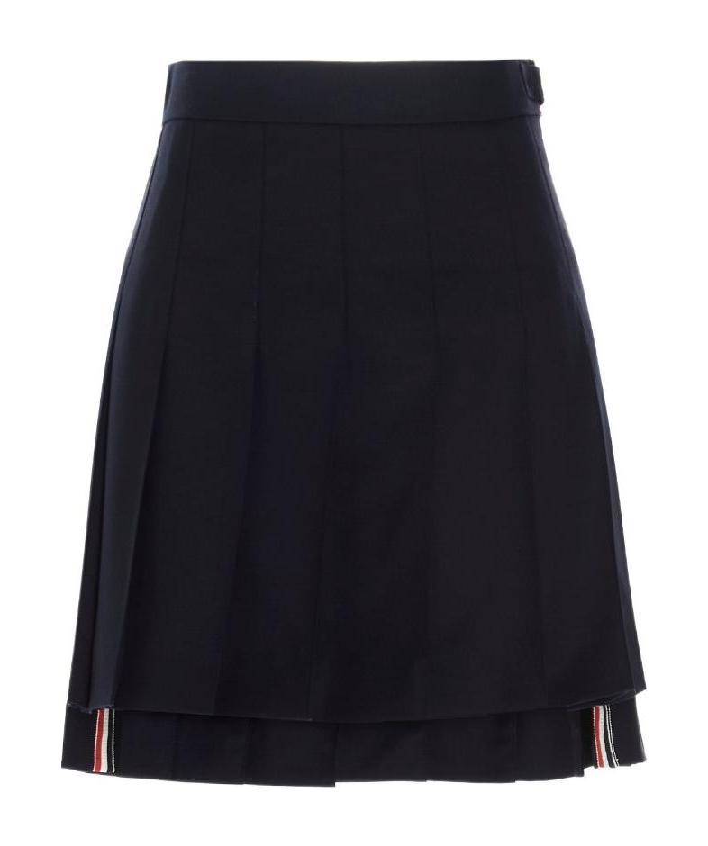 Thom Browne Graphite Wool Mini Skirt For Women In Black