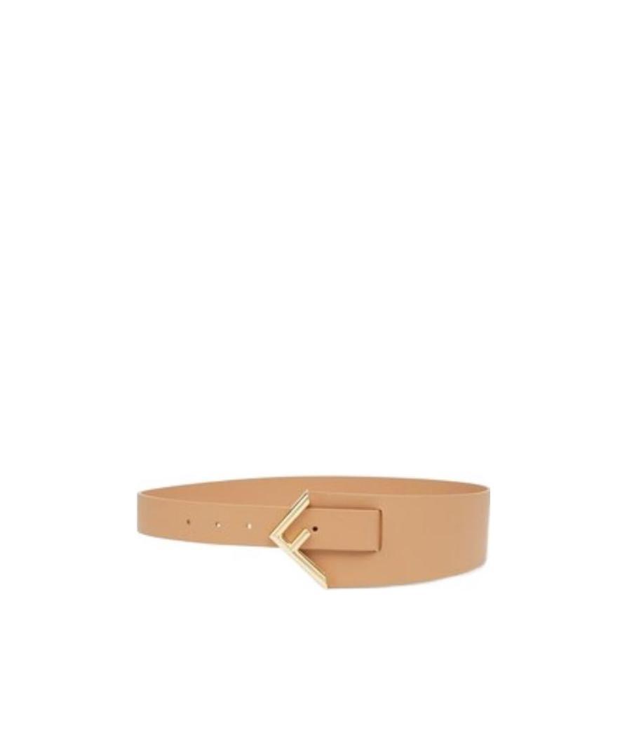 Fendi First Logo Adjustable Belt In Nude
