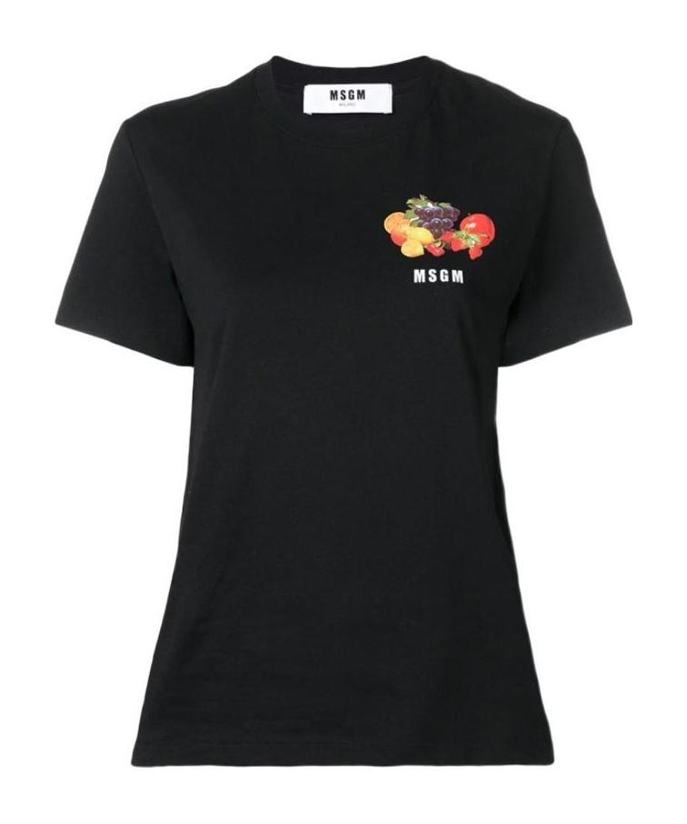 Msgm Patterned T-shirt In Black