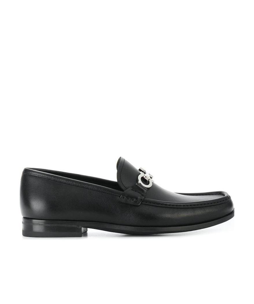 Ferragamo Salvatore Men Dark Brown Leather Grandioso Loafers In Black