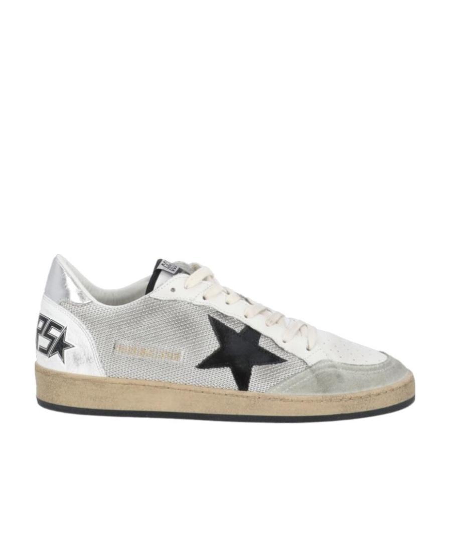 Golden Goose "ball Star" Net Upper Suede Star Laminated Heel Crack Spur Sneakers Shoes In Gray
