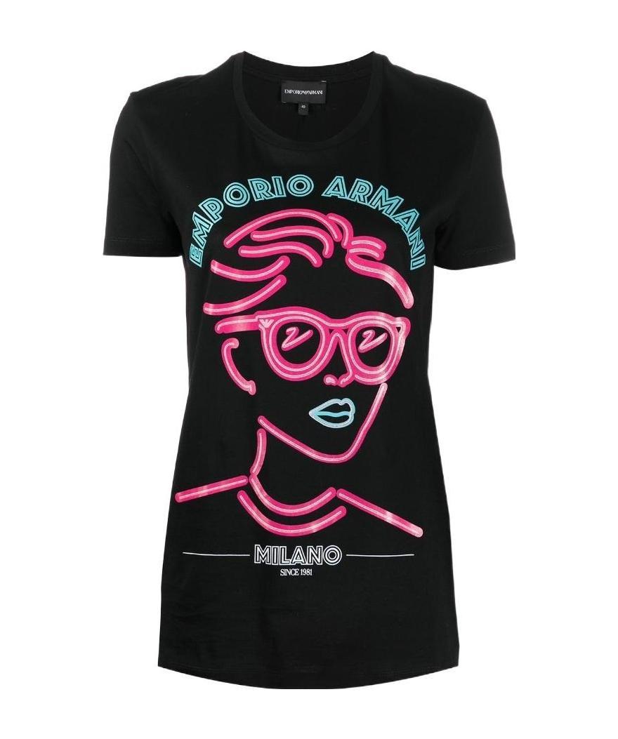 Shop Emporio Armani Logo Printed T-shirt In Black