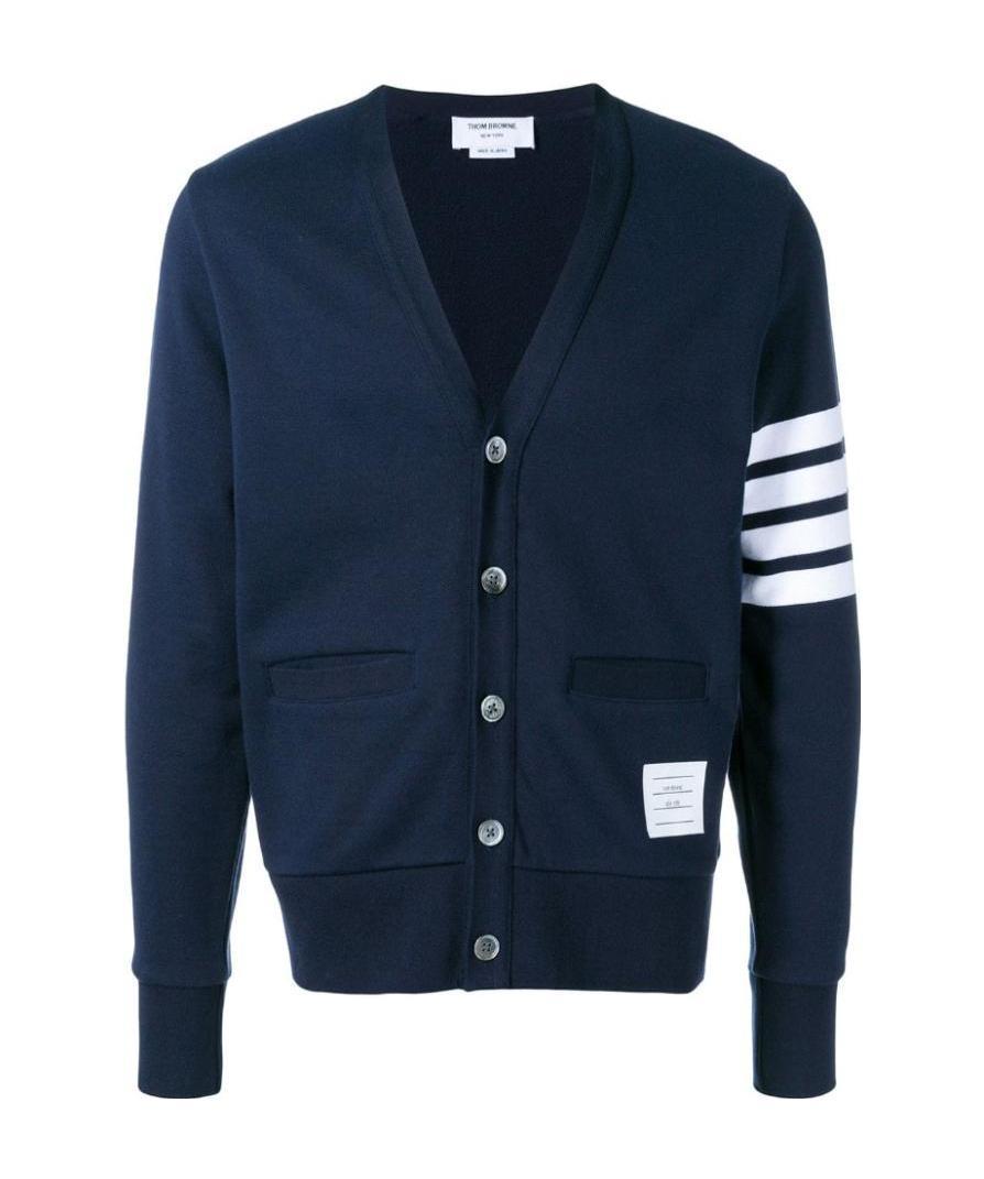 THOM BROWNE 4-BAR LOGO-PATCH CARDIGAN