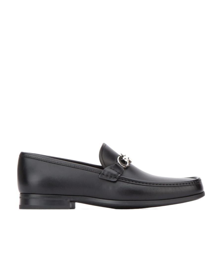 Ferragamo Gancini Ornament Loafers In Calf Leather In Black