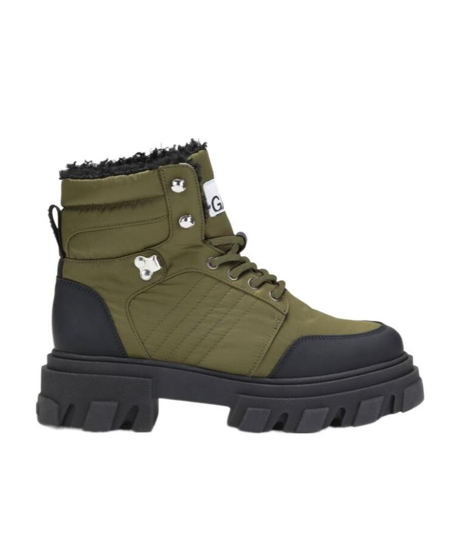 Ganni Kalamata Lace-up Hiking Boots In Green
