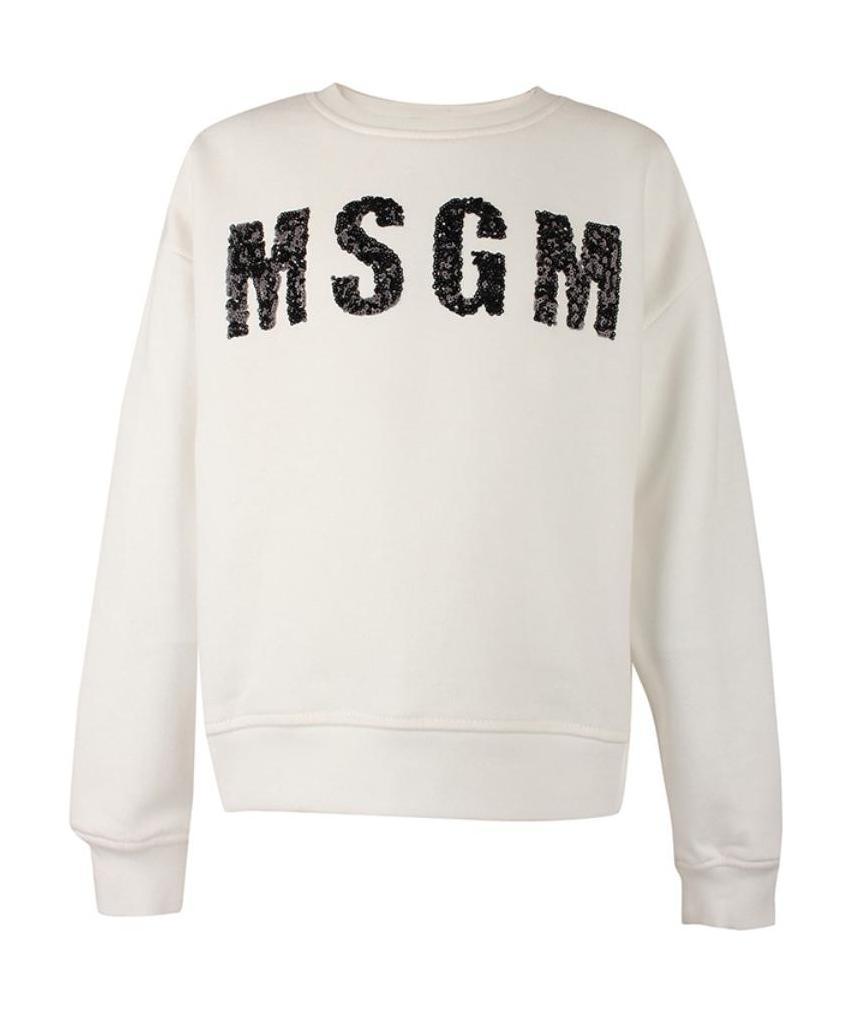 Msgm Logo Sweater In White