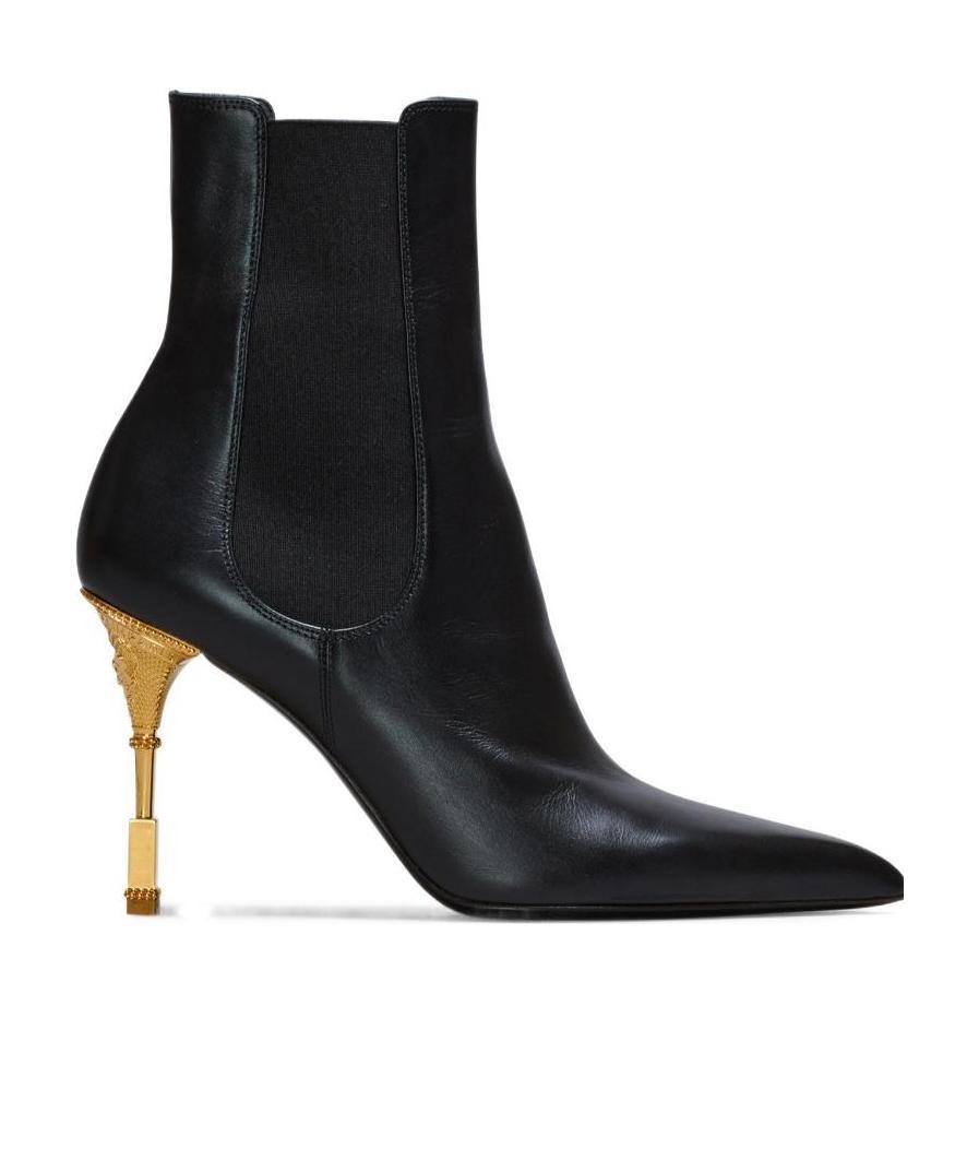 Balmain Sculpted-heel Patent-finish Leather Boots In Black