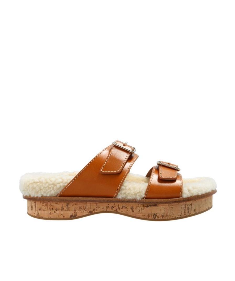 Chloé Chloe Marah Leather & Shearling Sandal In Brown