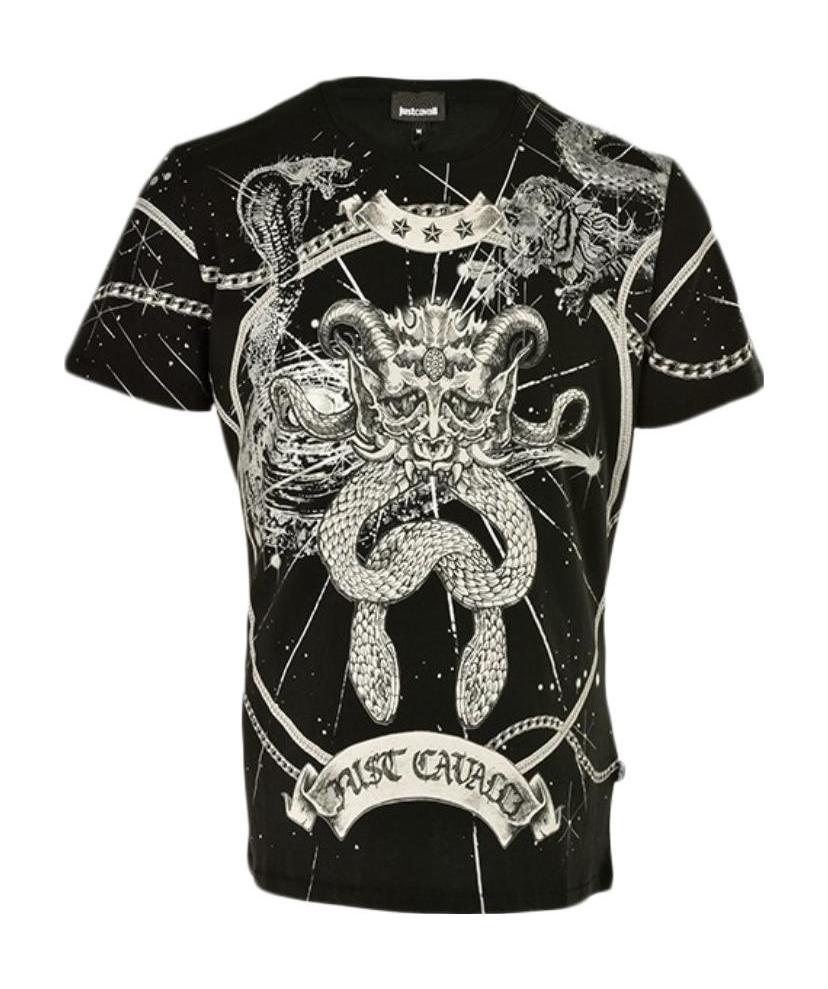 Just Cavalli Printed Short-sleeved T-shirt In Black