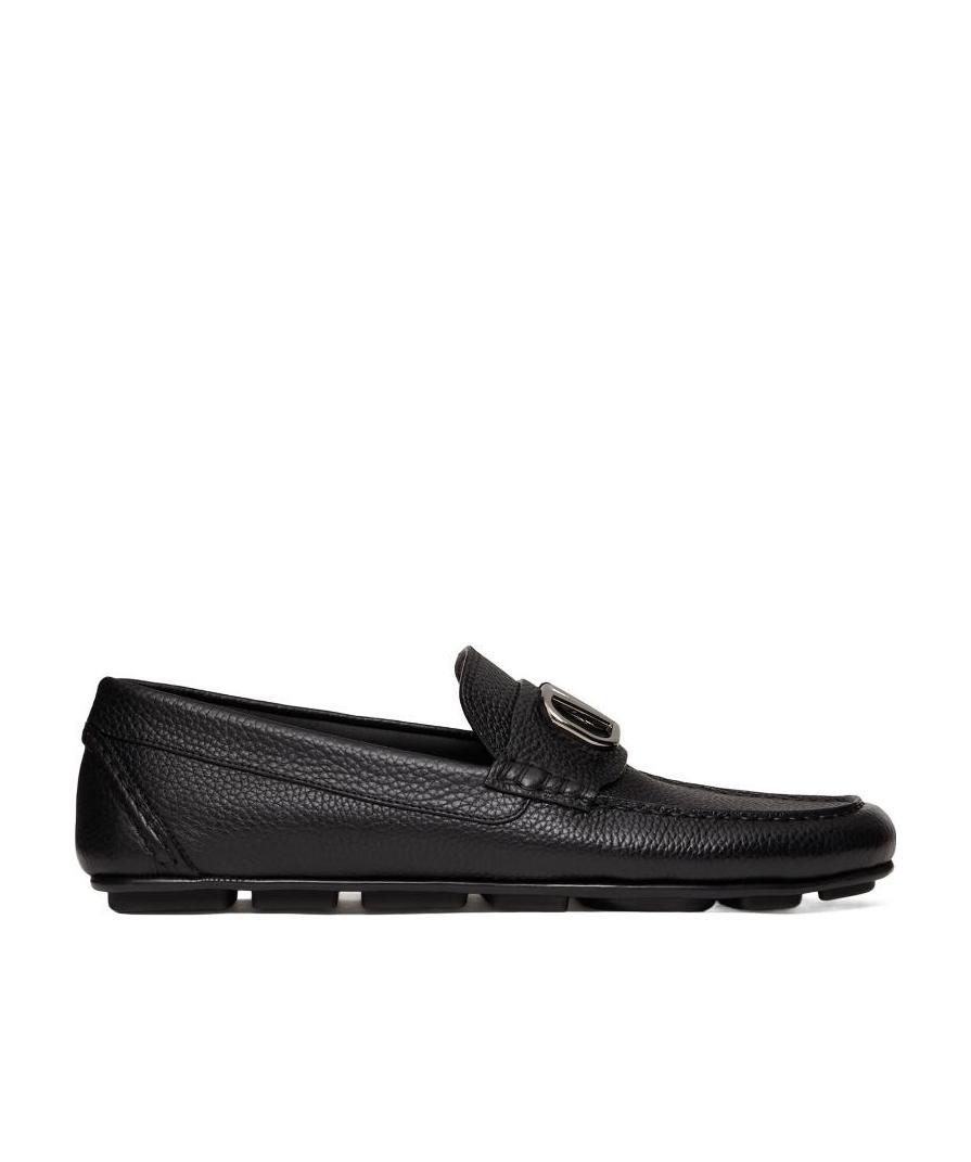 Valentino Vlogo Leather Loafers In Black