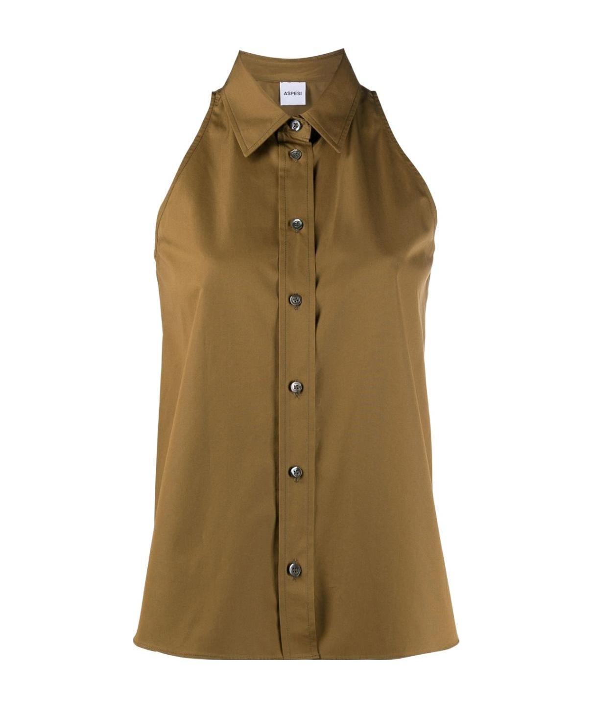 Aspesi Cut Out Detail Shirt In Brown