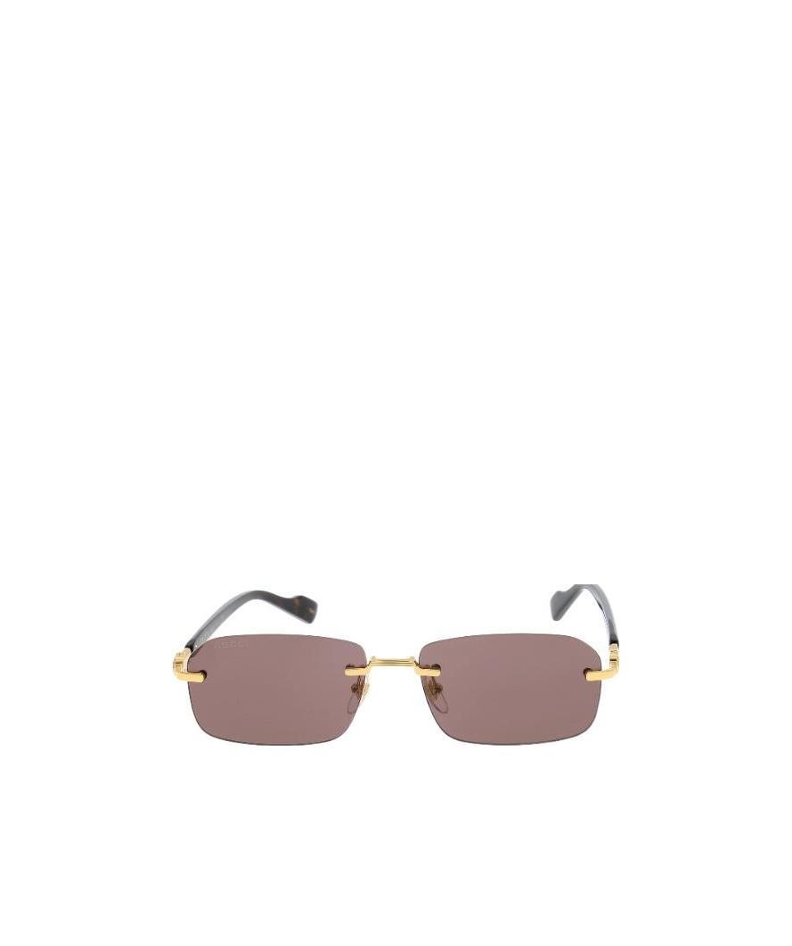 Gucci Rimless Rectangle-frame Sunglasses In Brown