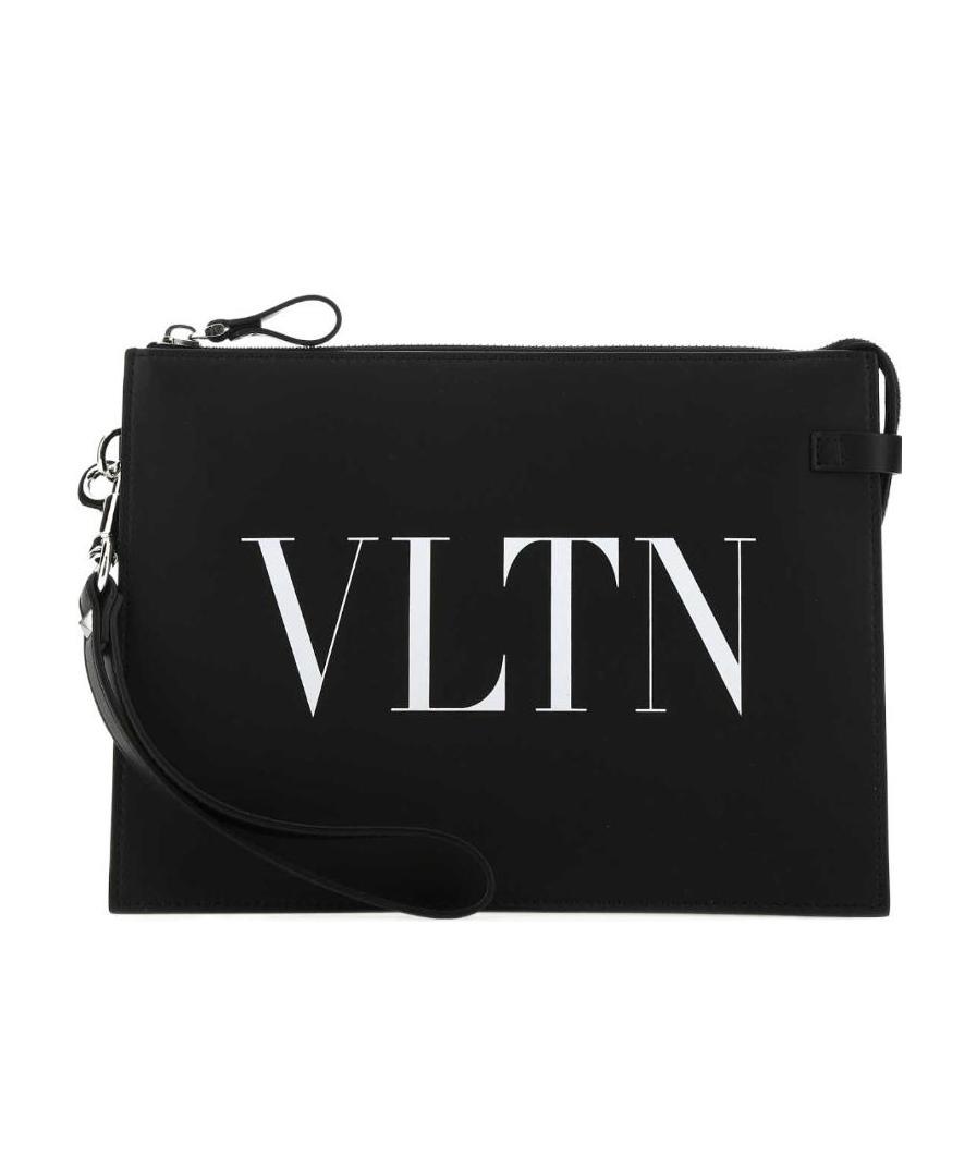 Valentino Vltn Leather Clutch Bag In Black